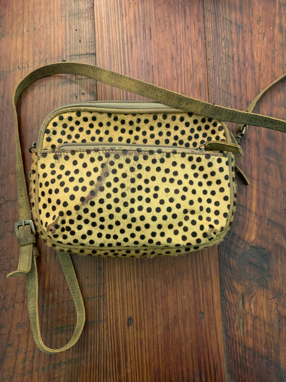 Leopard Spotted Yellow Crossbody Bag with Adjustable Strap
